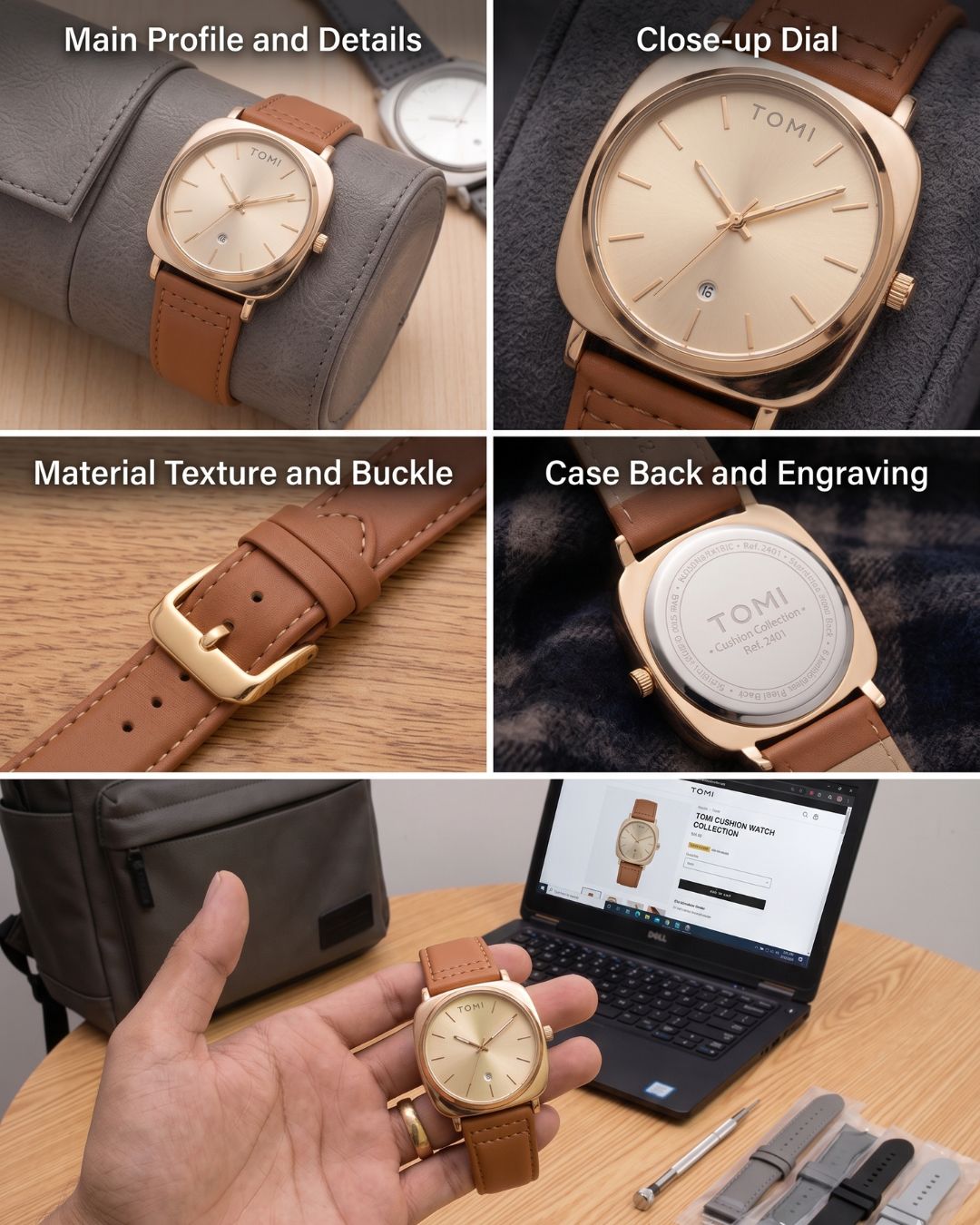 TOMI Classic Date Watch for Men – All Stainless Steel Case and Mesh Band, Analog Display, Stylish and Durable Mens Watch