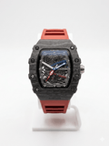 Men's Red Skeleton Sport Watch | RM Inspired Design | Durable Silicone Strap