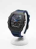 Men's Blue Skeleton Sport Watch | RM Inspired Design | Durable Silicone Strap