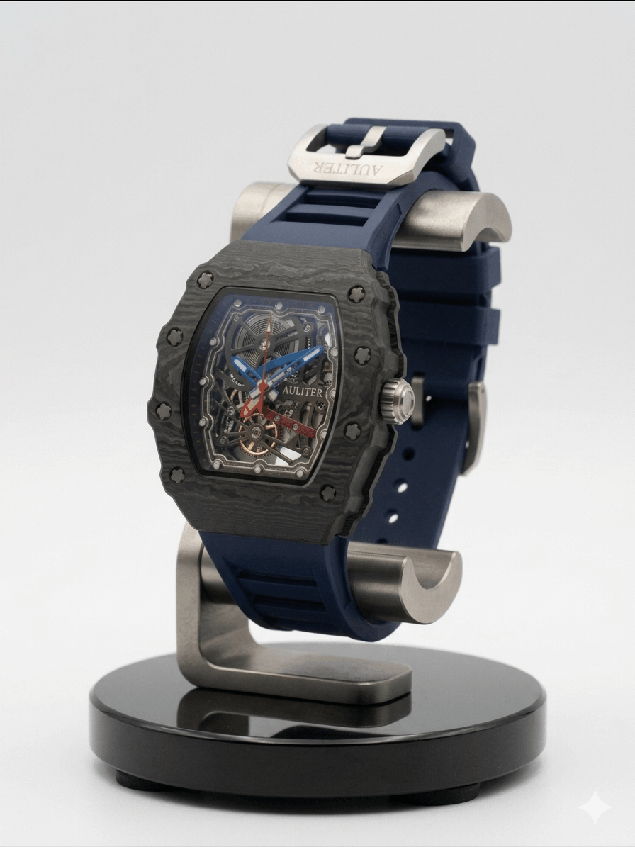 Men's Blue Skeleton Sport Watch | RM Inspired Design | Durable Silicone Strap