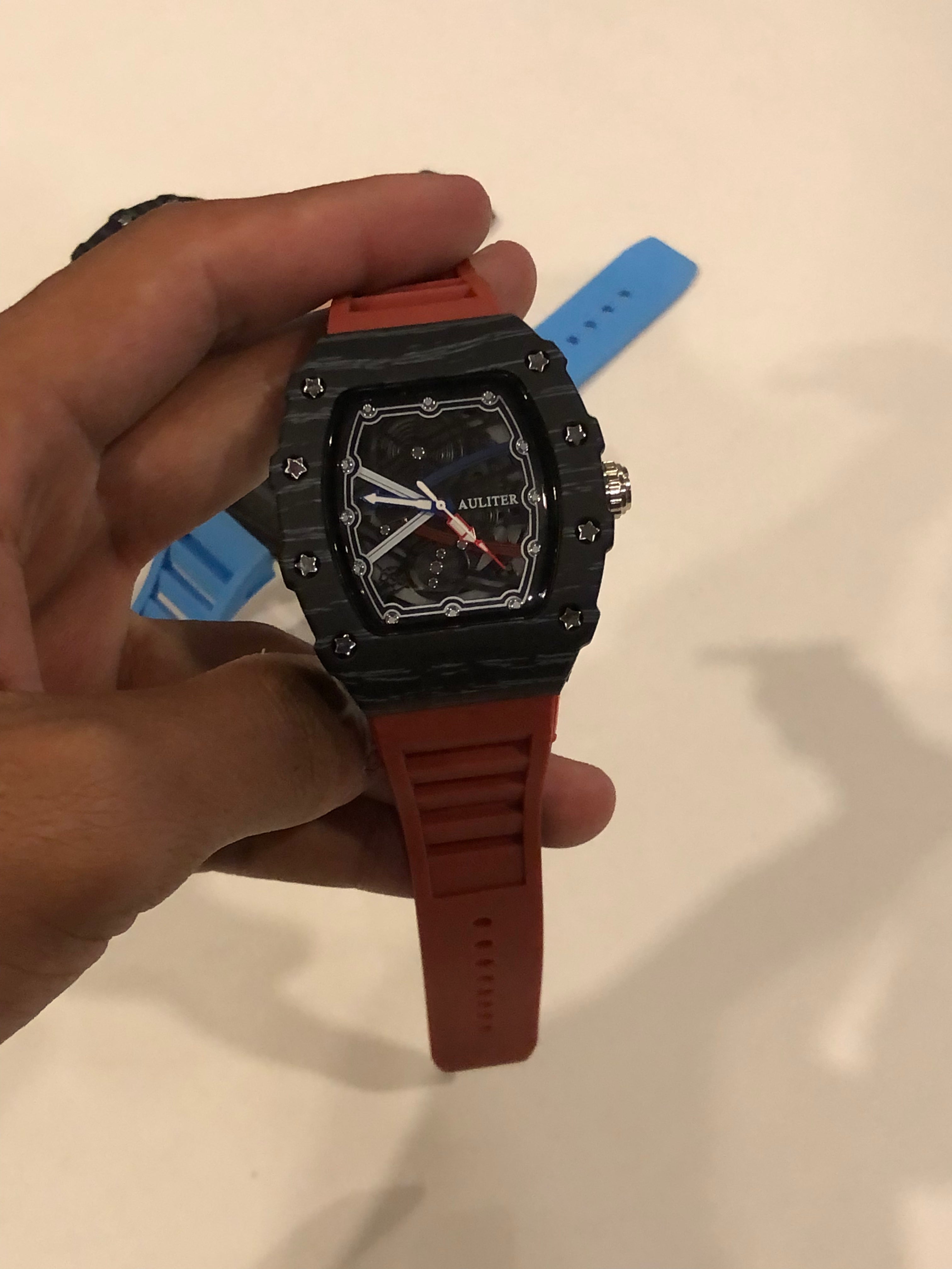 Men's Red Skeleton Sport Watch | RM Inspired Design | Durable Silicone Strap